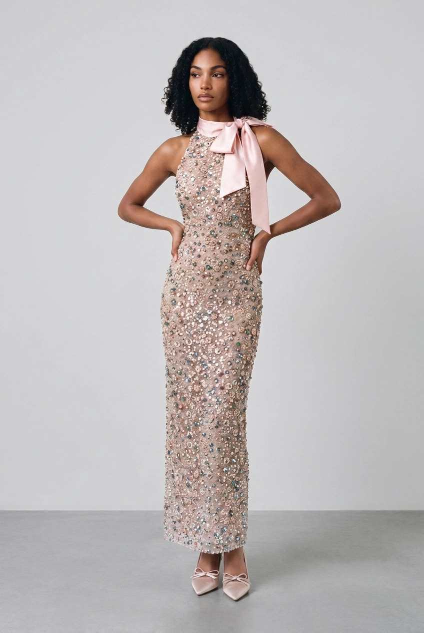Willa Floral Mesh Solid Maxi Dresses