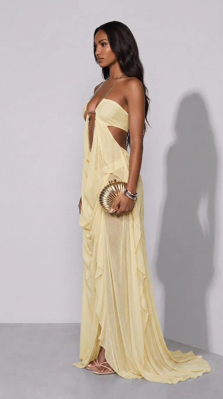Freya Cut-Out Backless Halter Maxi Dress