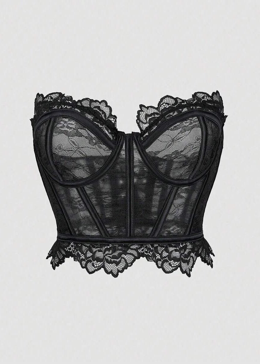 Wool Lace Mesh Corset Tops