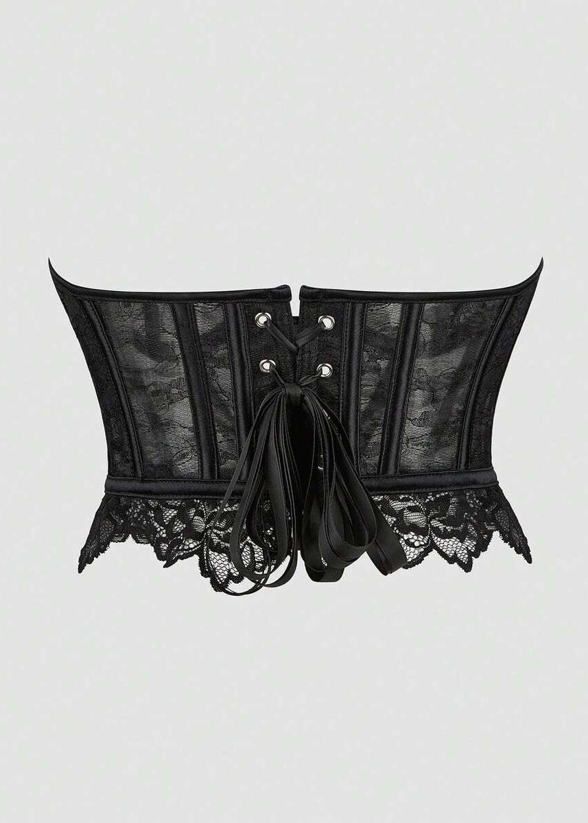 Wool Lace Mesh Corset Tops