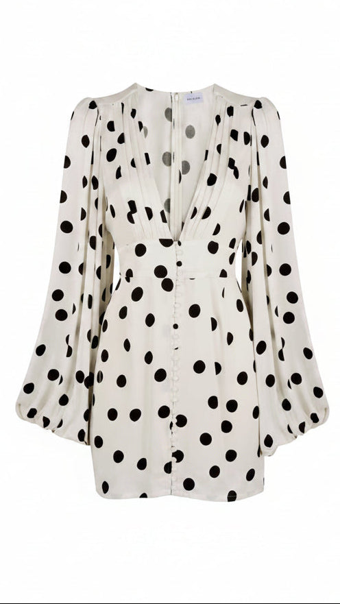 Faelora Polka-Dot Ruched Mini Dress