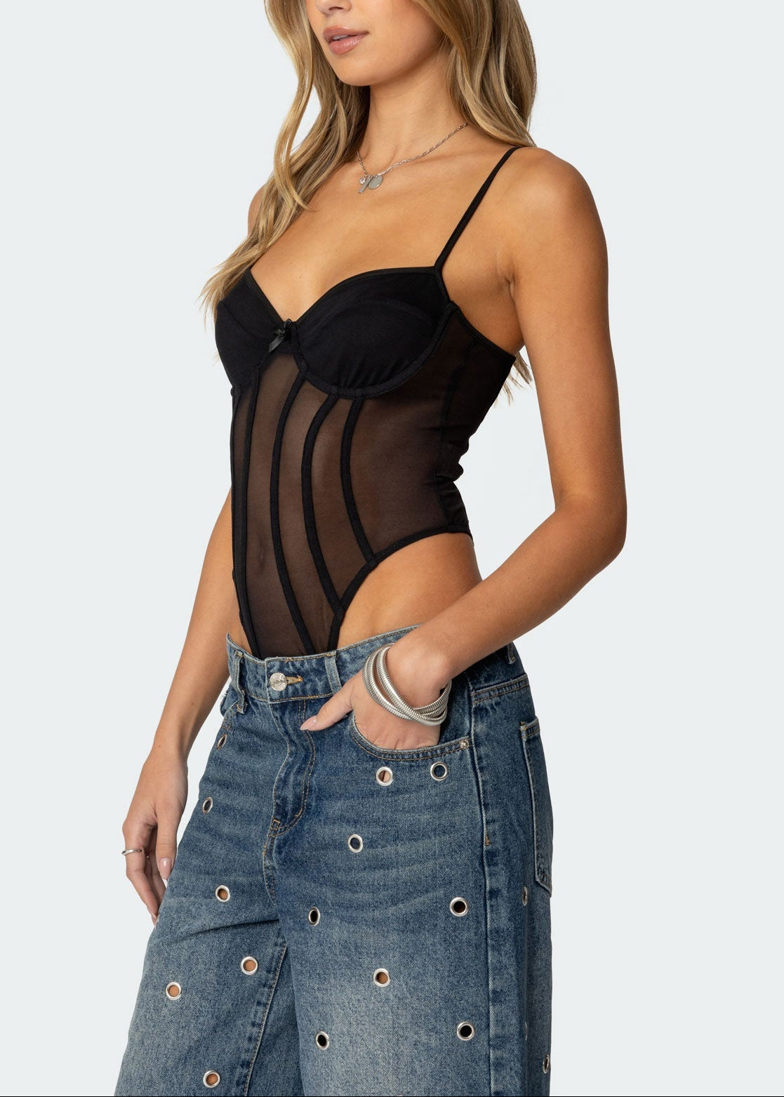 Bana Lace Mesh Corset Tops