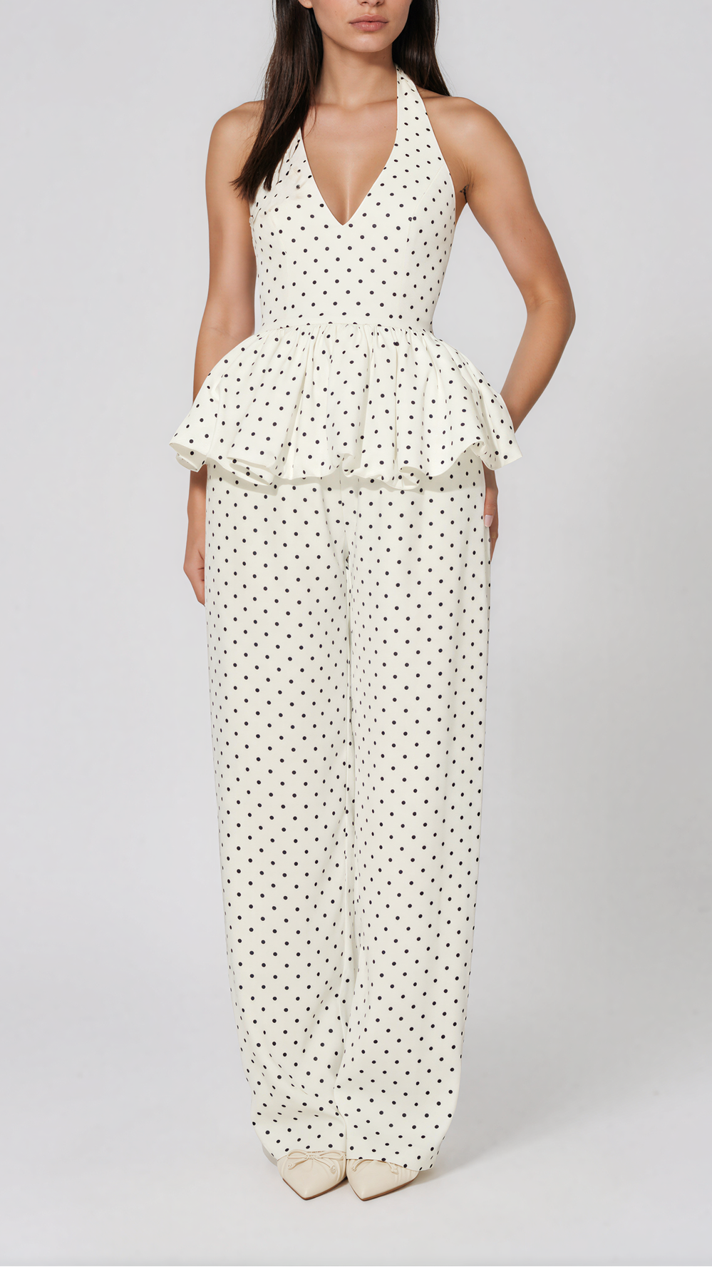 Dainty Polka-Dot Halter Top & Pants Set