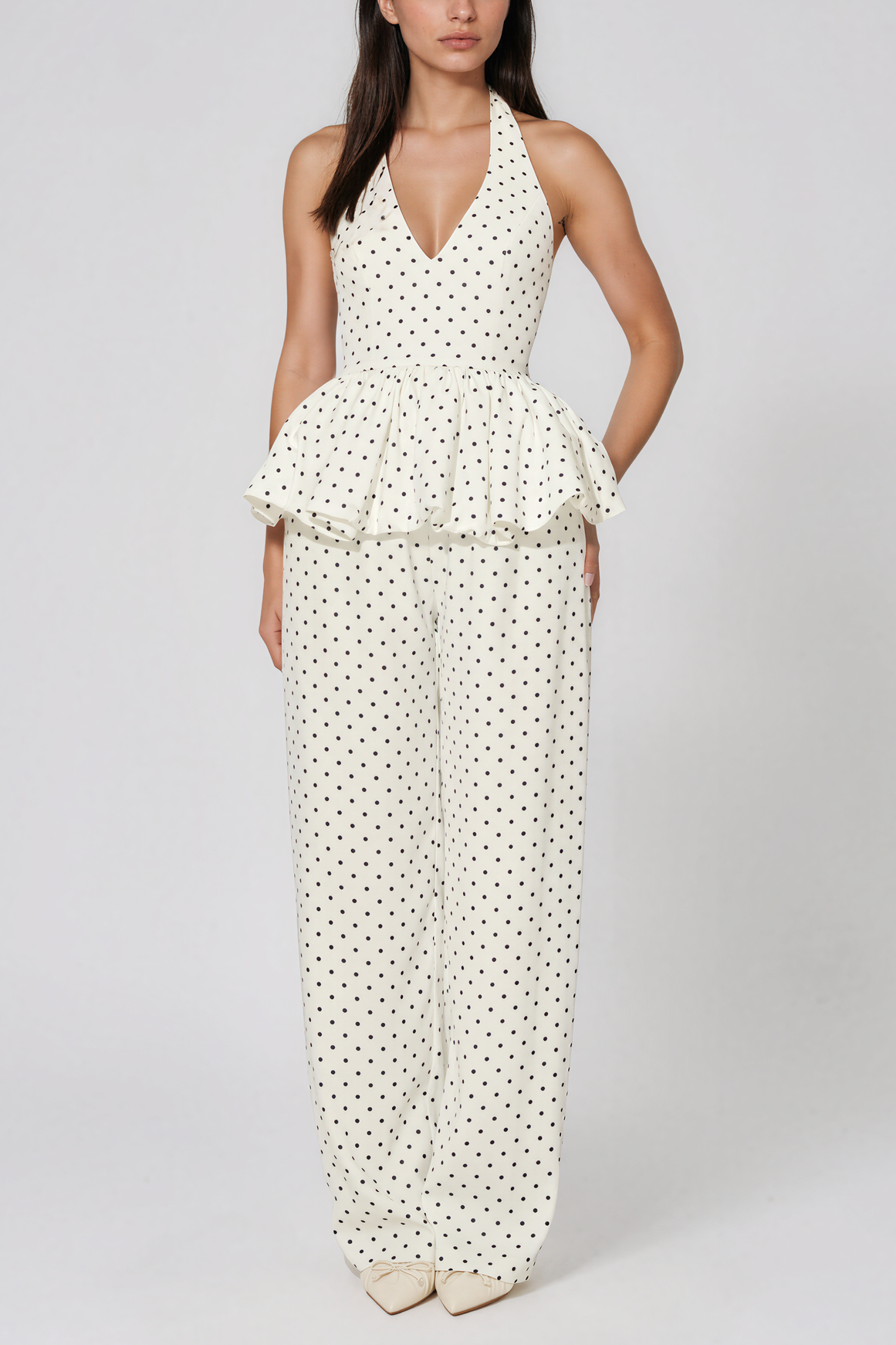 Dainty Polka-Dot Halter Top & Pants Set