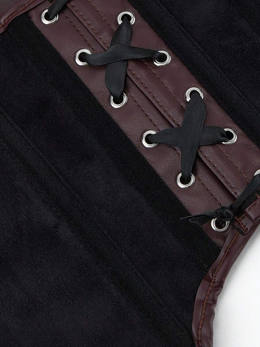 Knit Solid Leather Tops