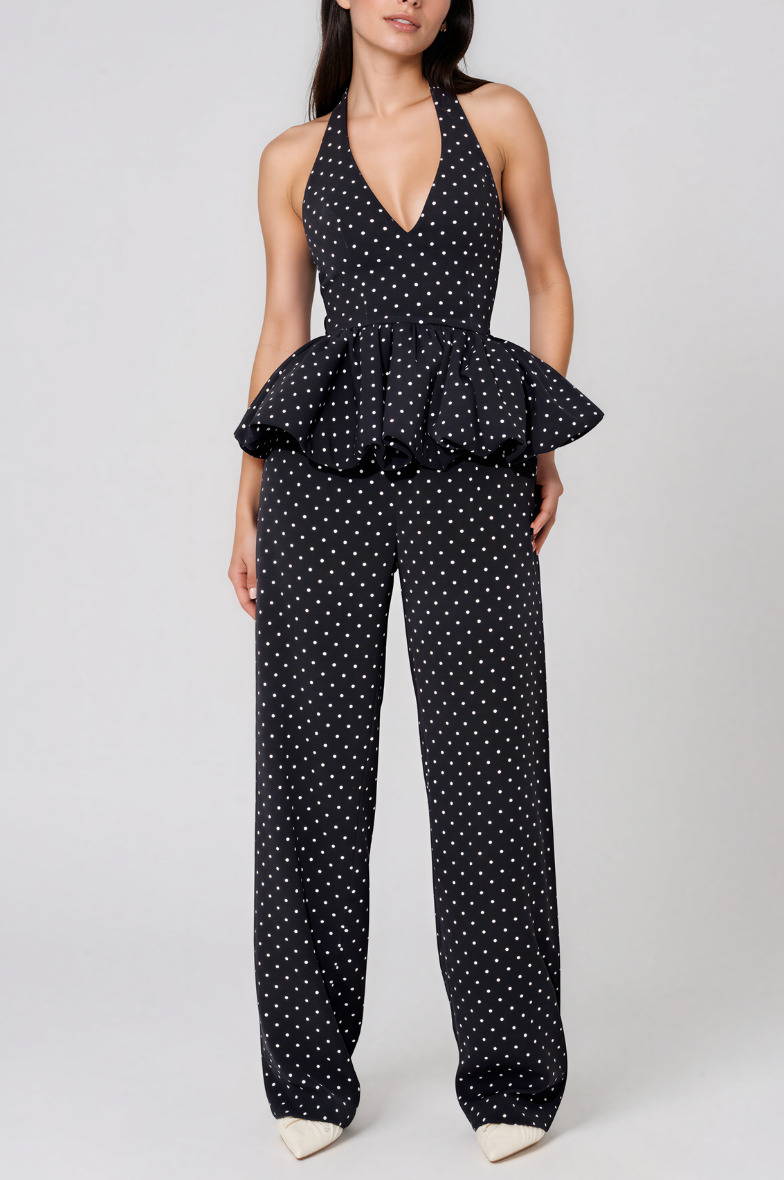 Dainty Polka-Dot Halter Top & Pants Set