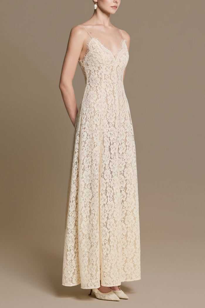 Solid Lace Maxi Dresses