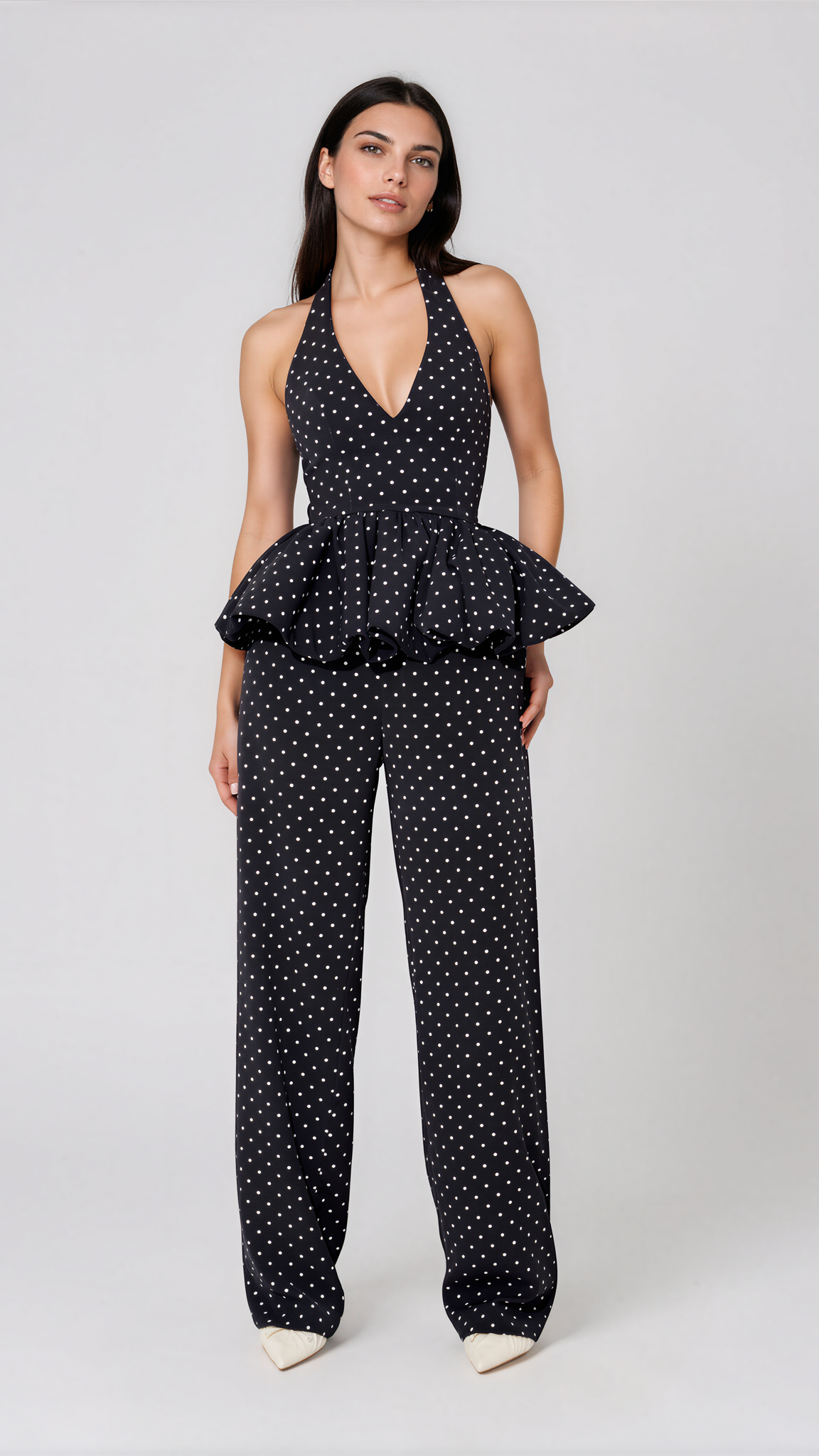 Dainty Polka-Dot Halter Top & Pants Set