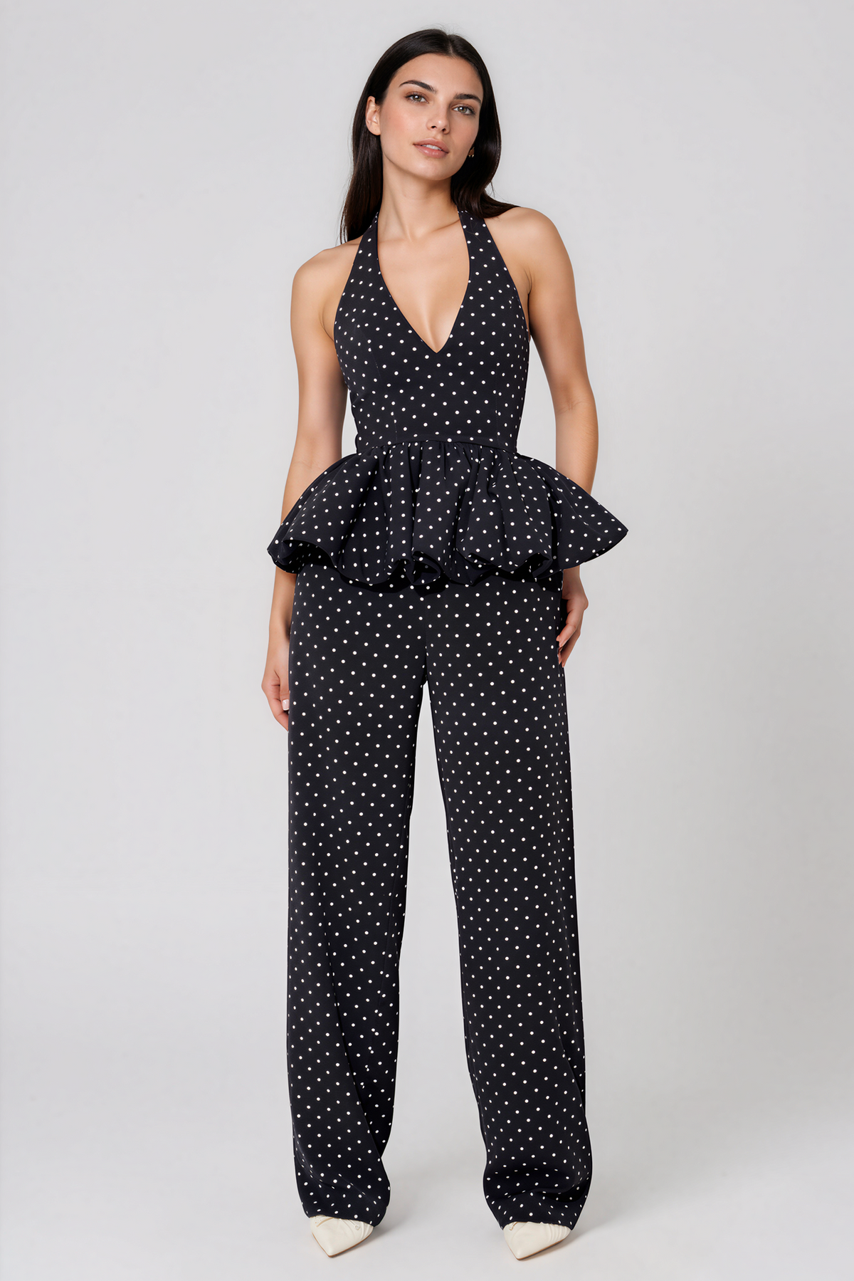 Dainty Polka-Dot Halter Top & Pants Set