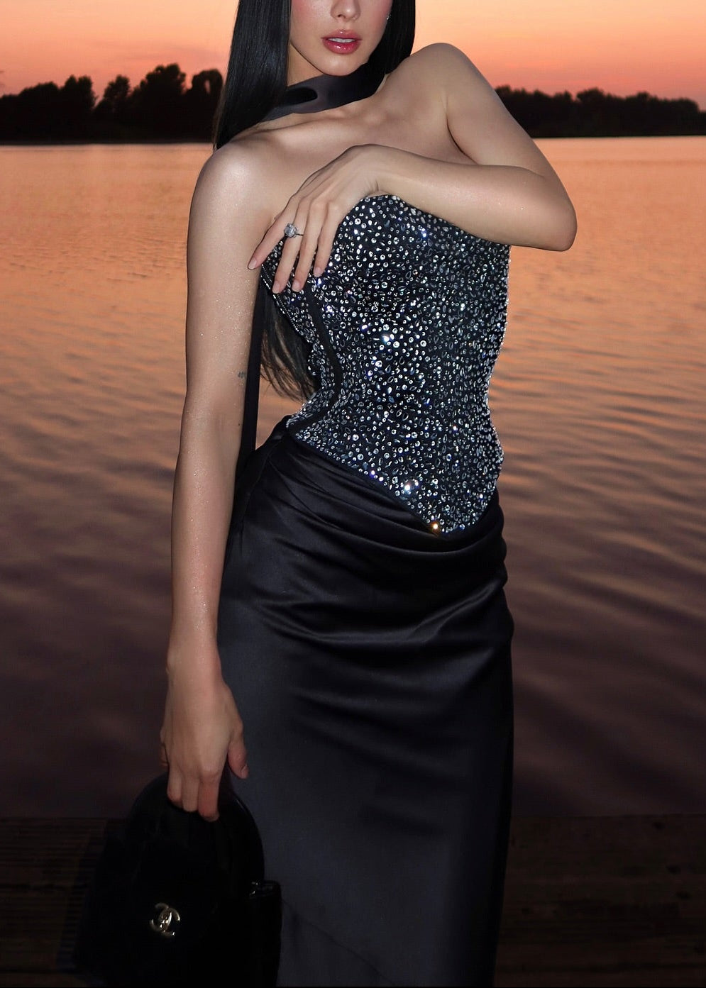 Aria Sequins Solid Embellishment Maxi Sets
