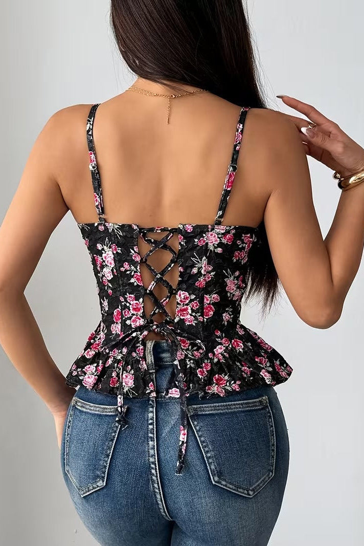 Unity Floral Ruffle Corset Top