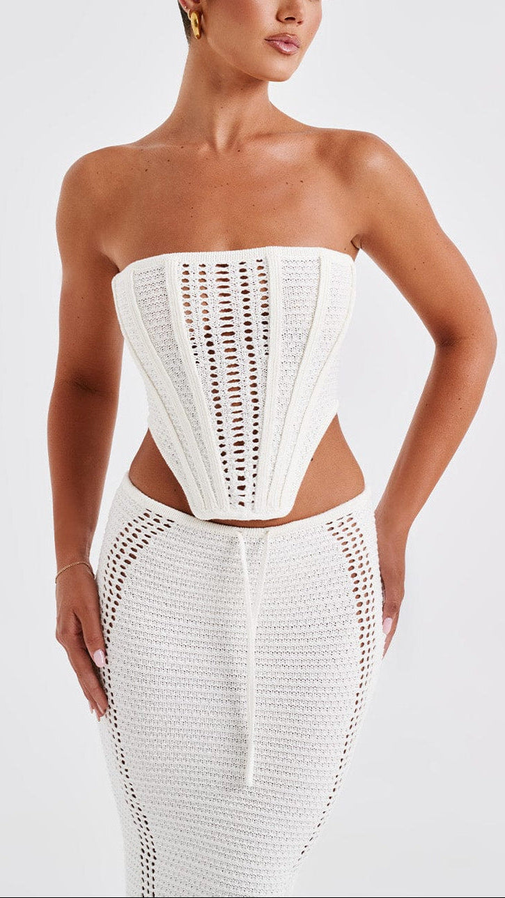 Solene Cut-Out Knit Top & Skirt Set