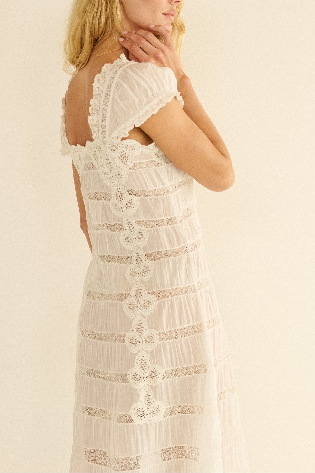 Marenne Solid Lace Maxi Dresses