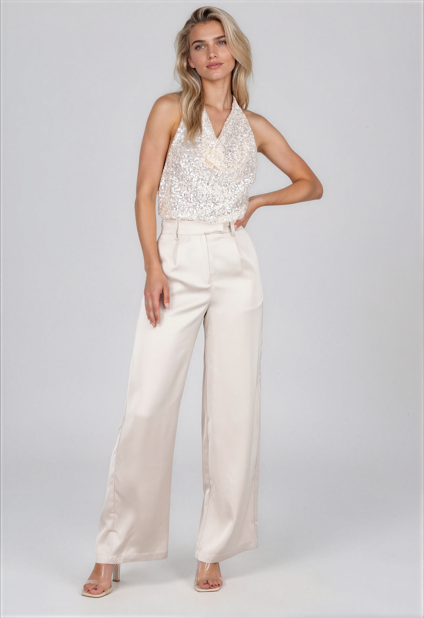 Thorne Sequin Backless Halter Top