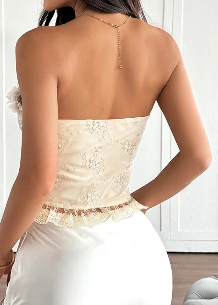 Pax Lace Sequins Jacquard Corset Tops