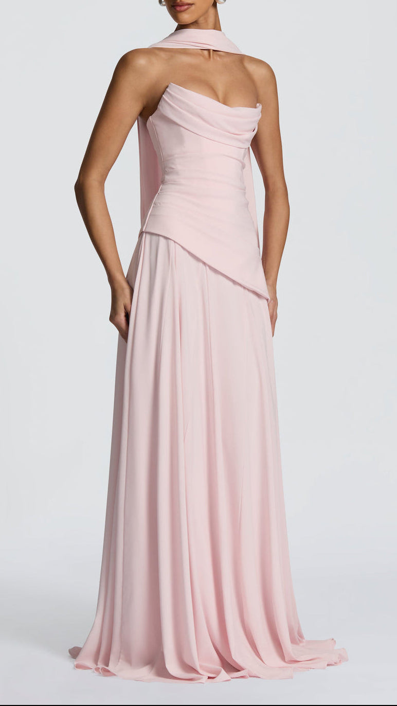 Ianthe Draped Scarf Corset Maxi Dress