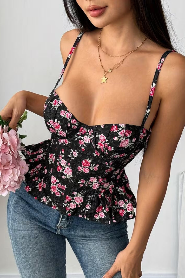 Unity Floral Ruffle Corset Top