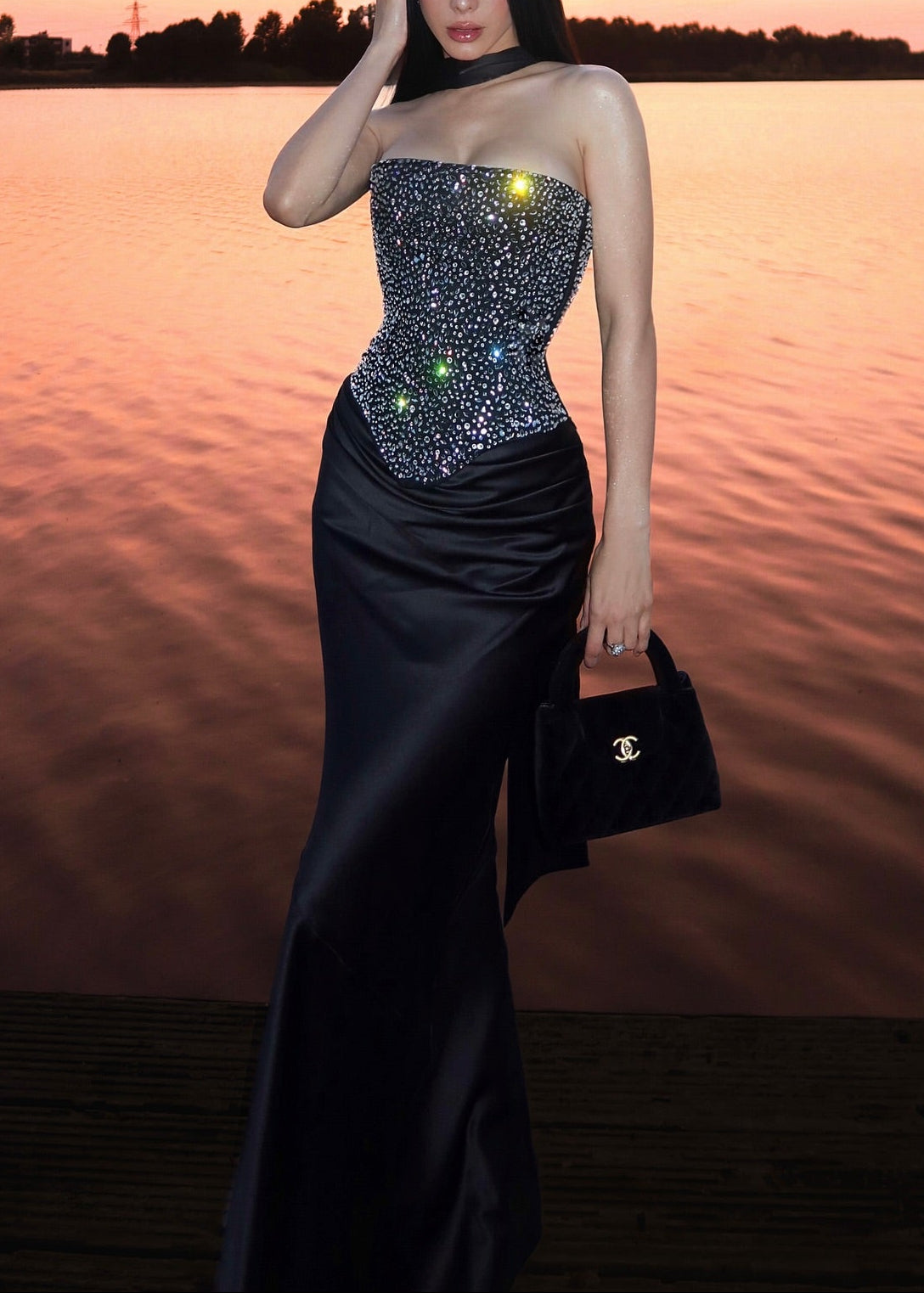 Aria Sequins Solid Embellishment Maxi Sets