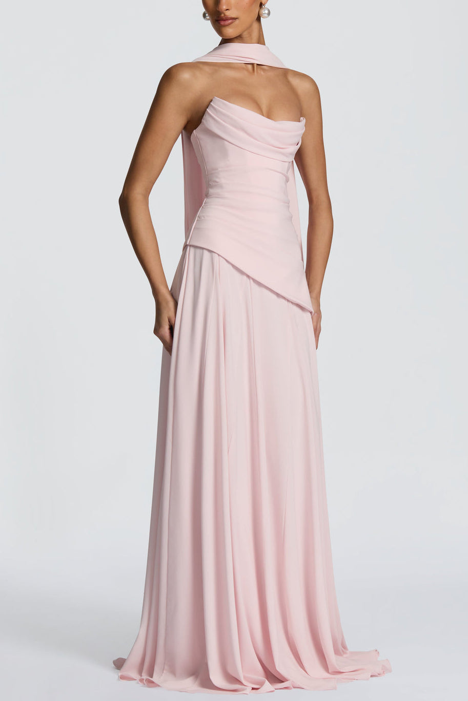 Ianthe Draped Scarf Corset Maxi Dress