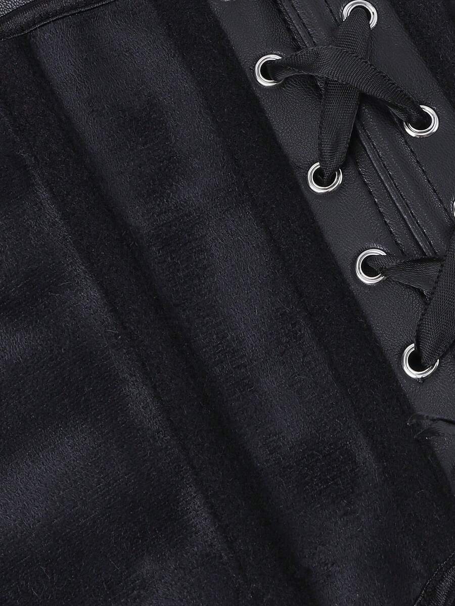 Knit Solid Leather Tops