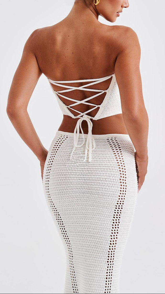 Solene Cut-Out Knit Top & Skirt Set