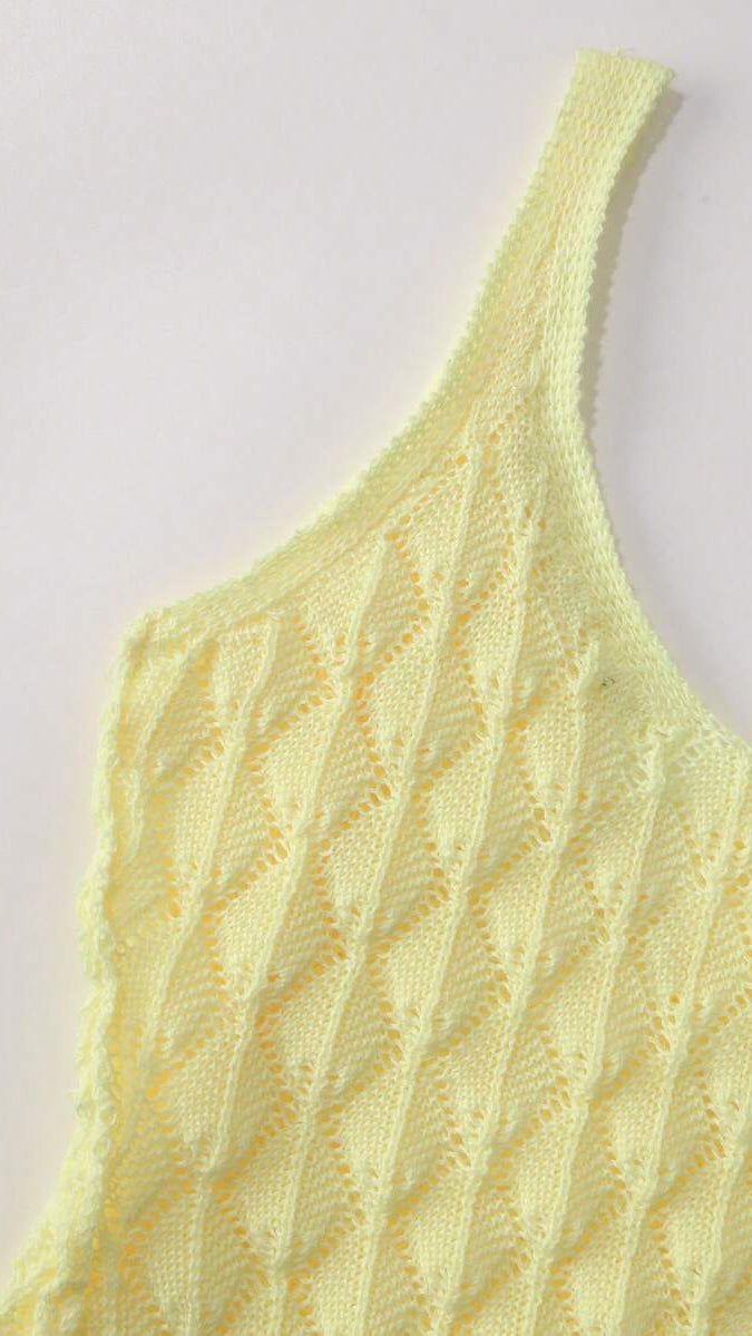 Wylla Open-Knit V-Neck Midi Dress