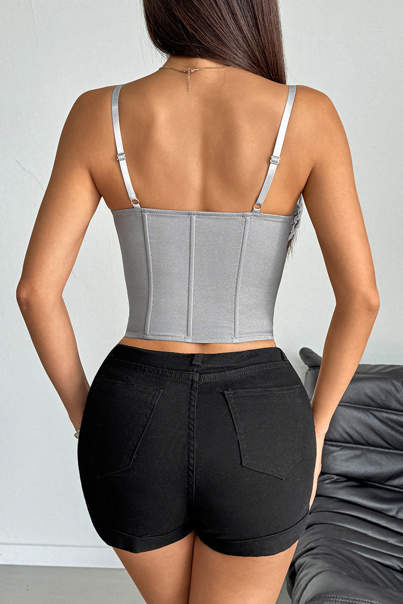 Gigi Lace-Trim Bow Corset Top