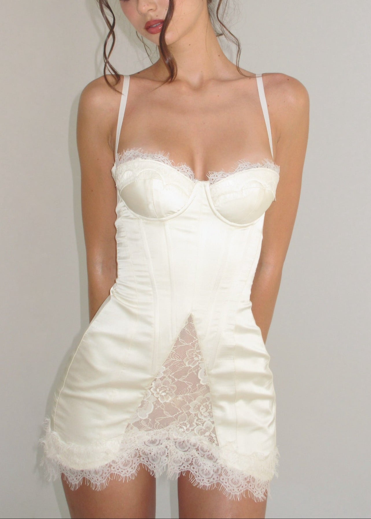 Eirian Solid Lace Mesh Mini Dresses