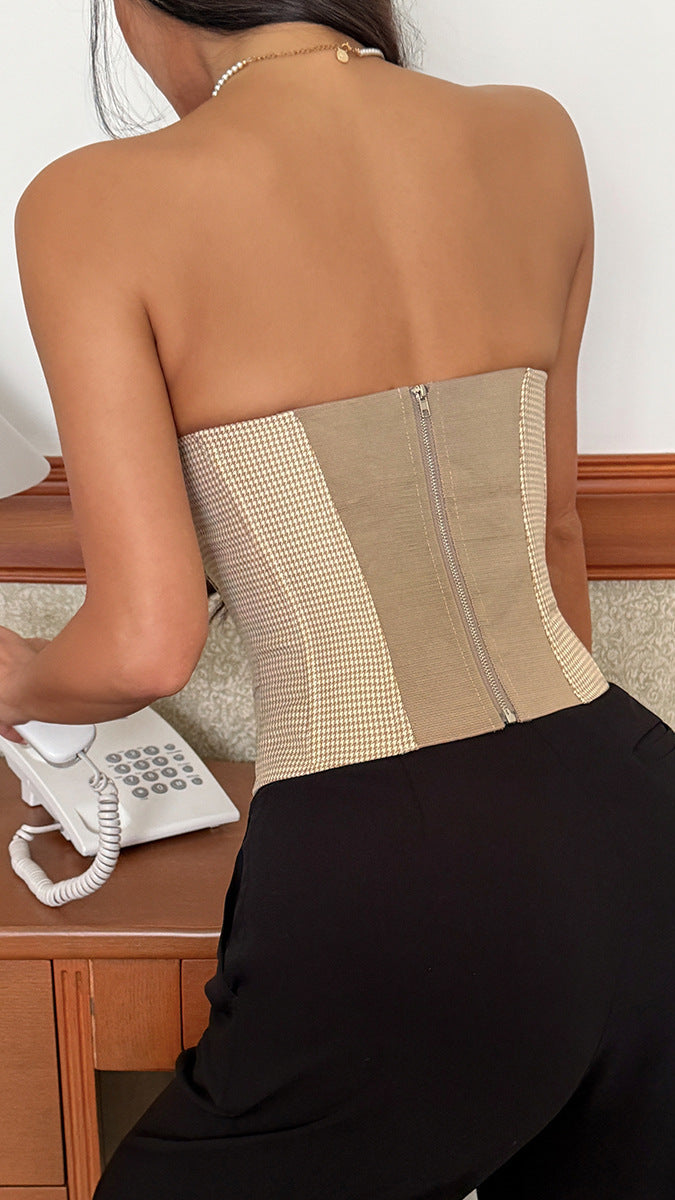 Nectar Houndstooth Corset Top