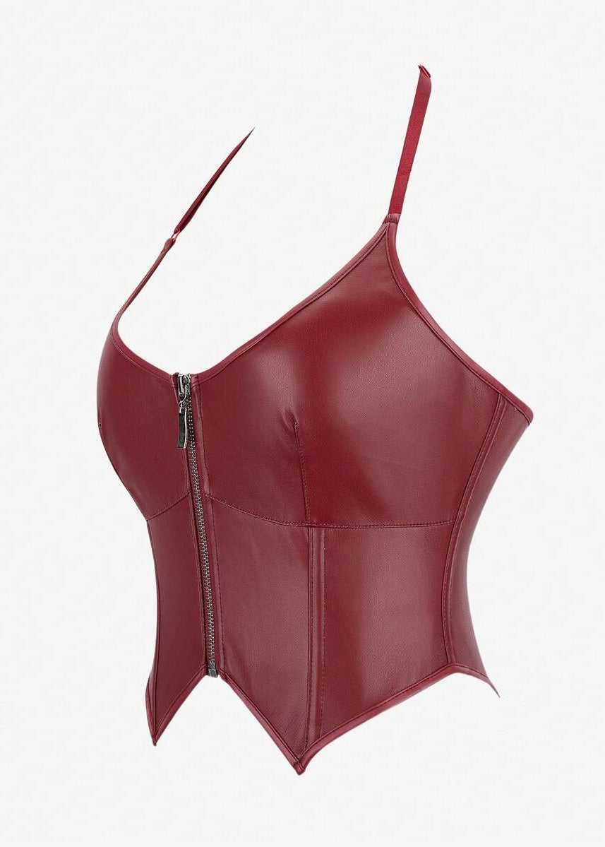 Knit Solid Leather Tops