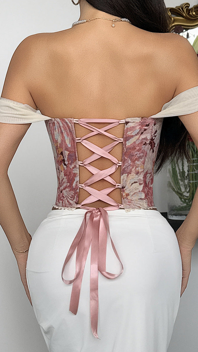 Amour Floral Off-Shoulder Corset Top