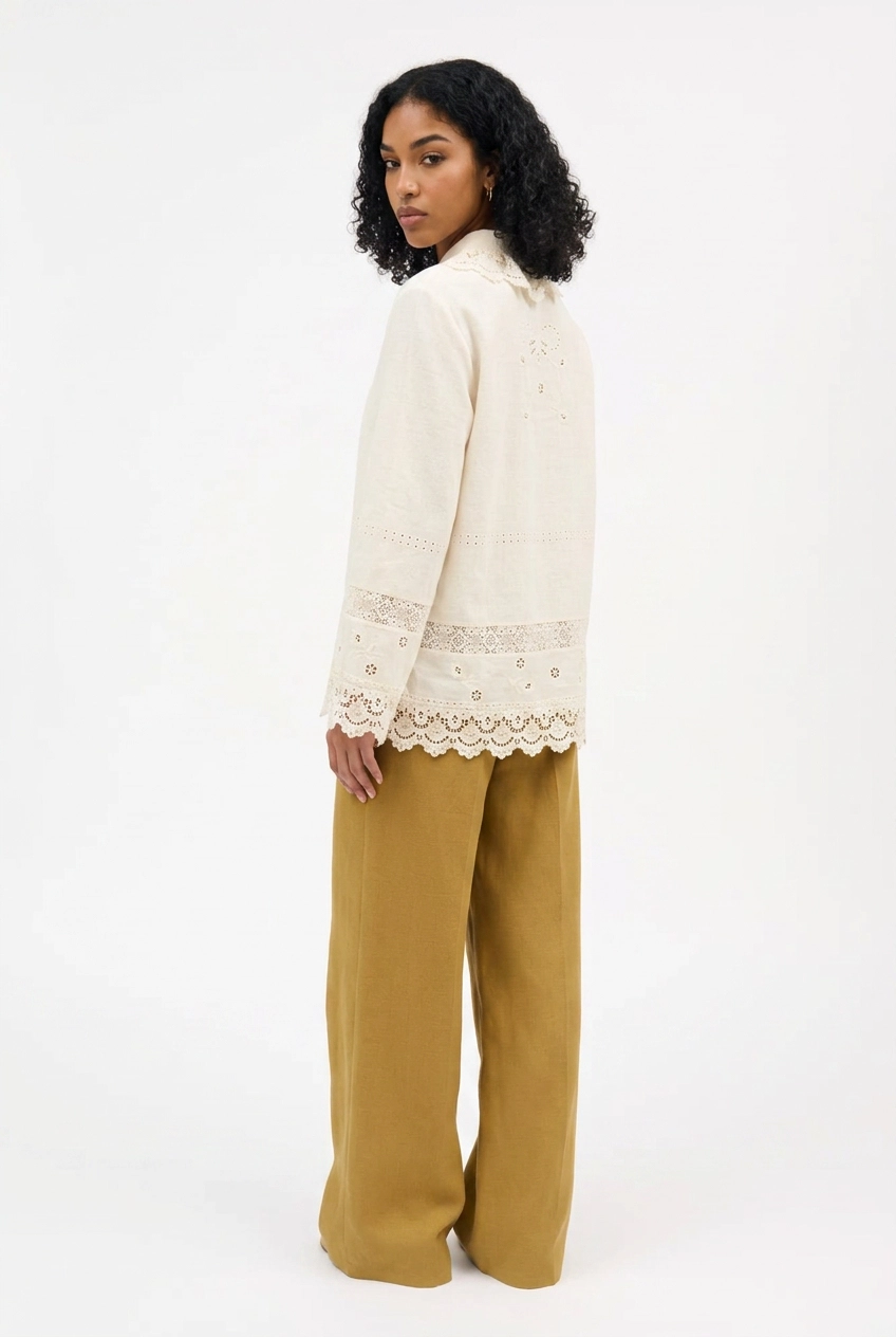 Serin Solid Floral Lace Tops
