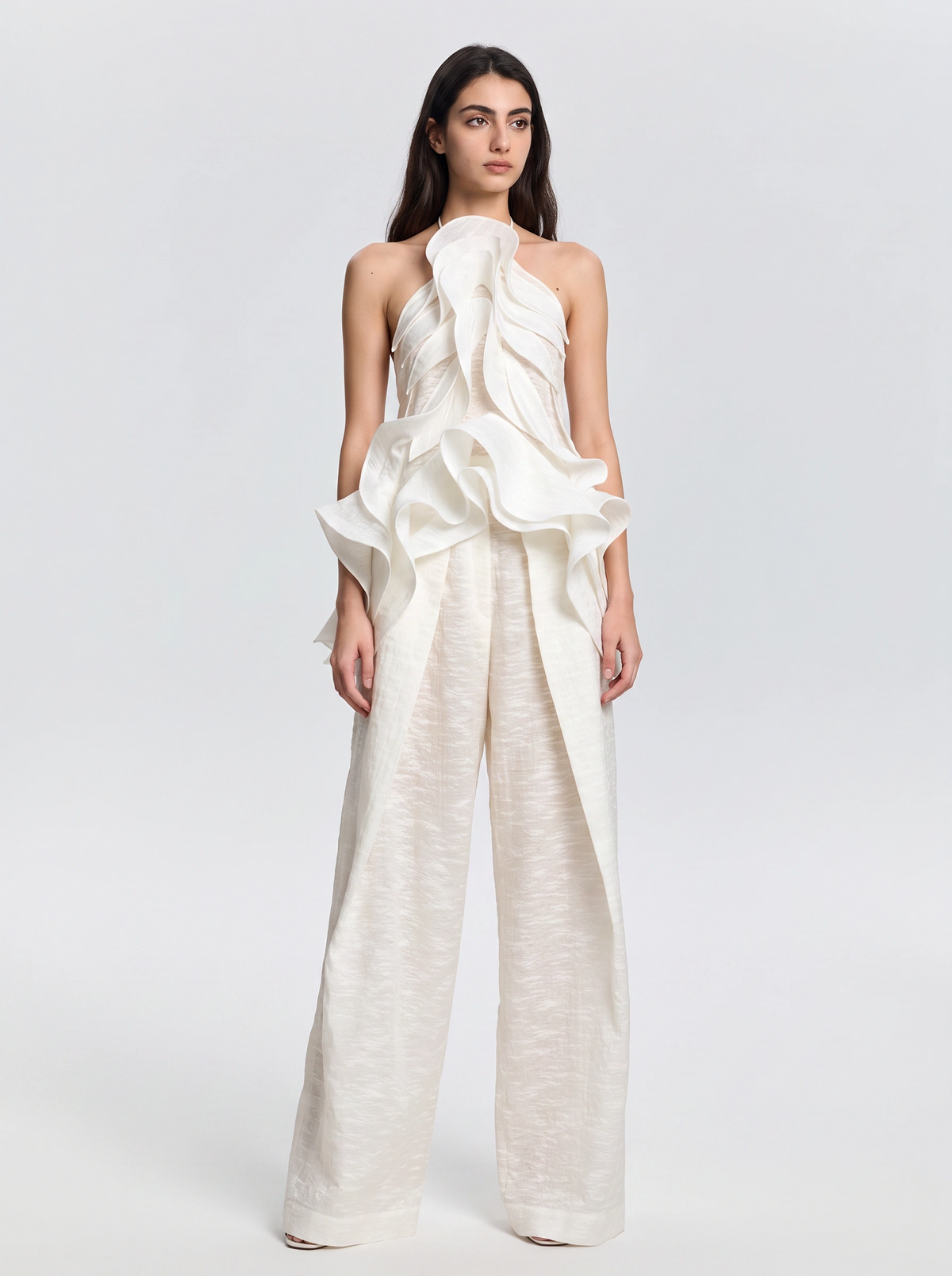 Fionna Solid Lace Jacquard Tops