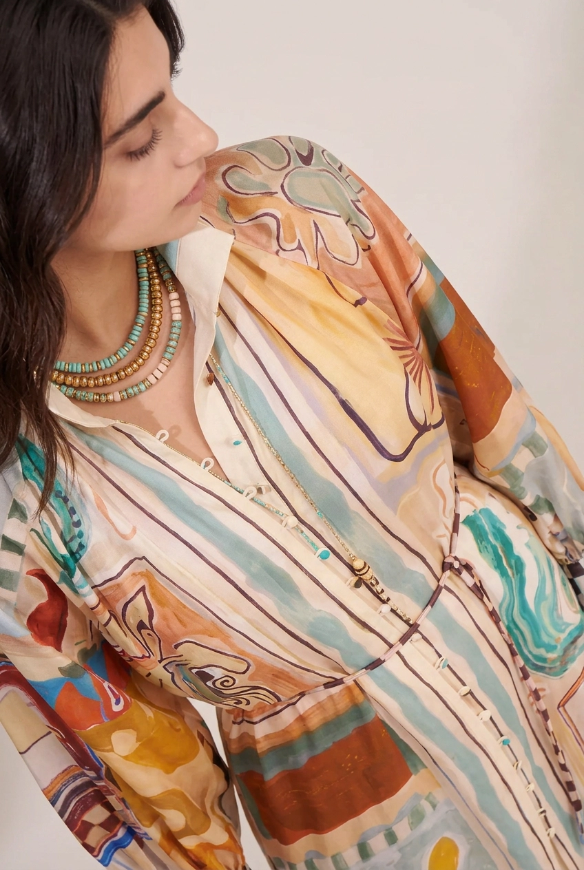 Aure Striped Floral Printed Maxi Dresses