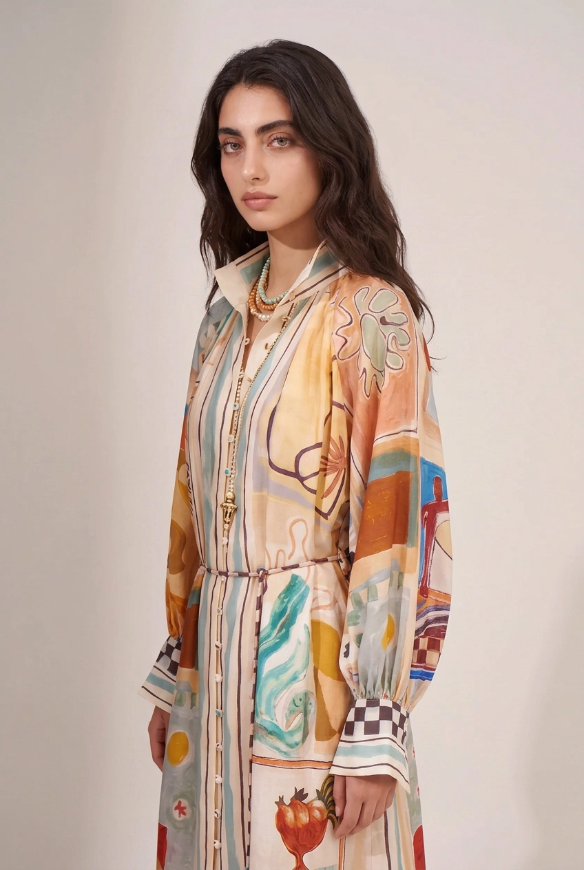 Aure Striped Floral Printed Maxi Dresses