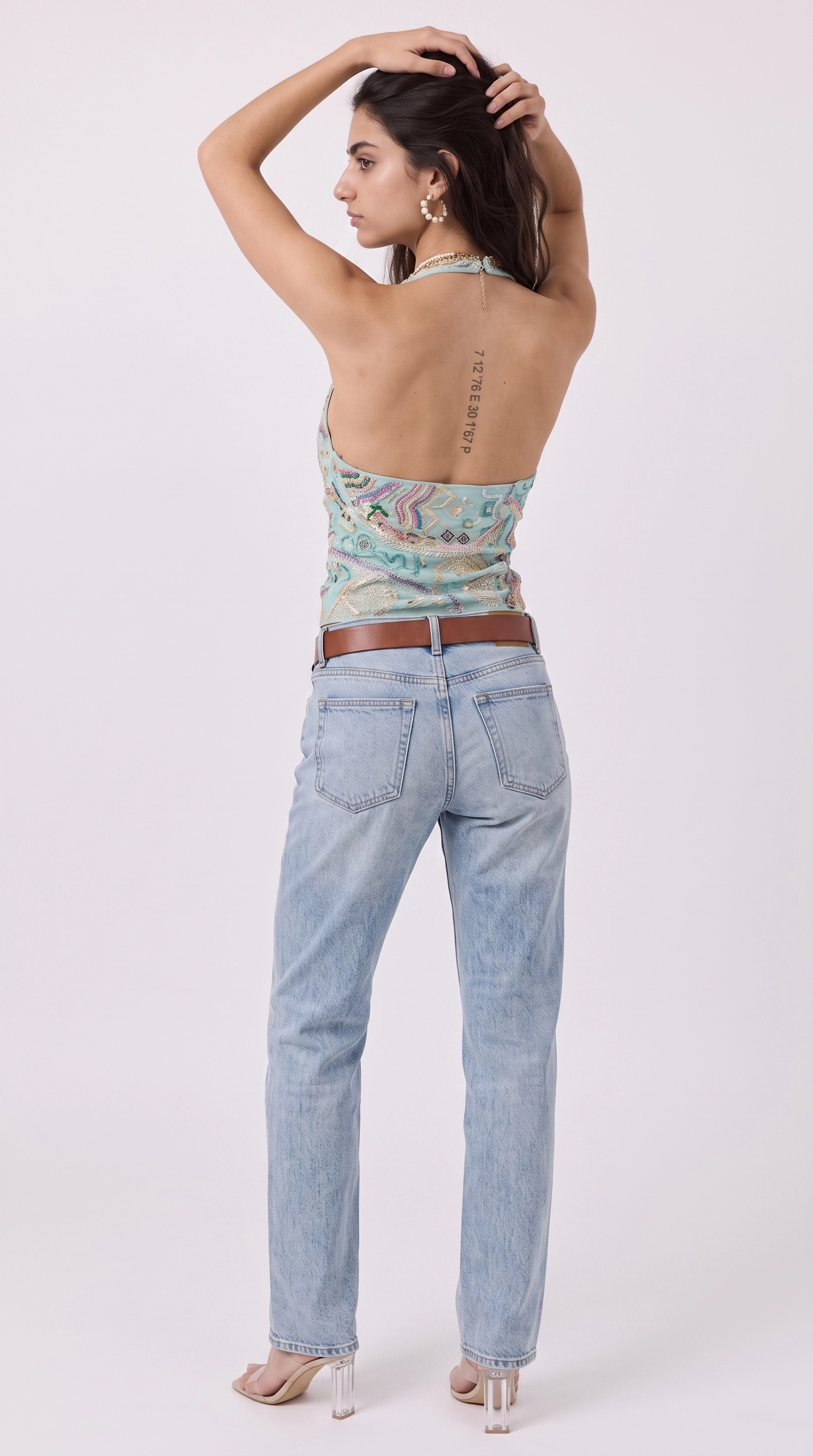 Celeste Sequin Embroidered Halter Top