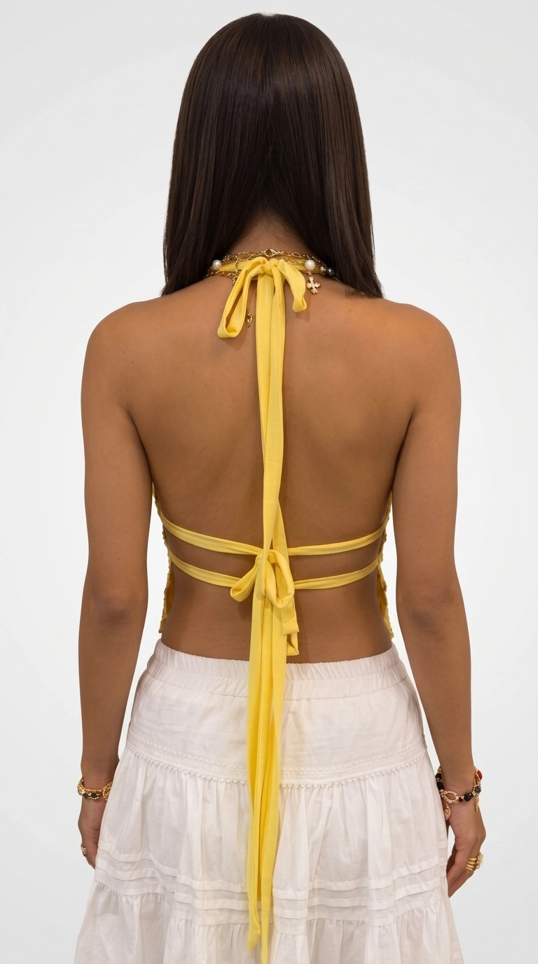 Celeste Sequin Embroidered Halter Top