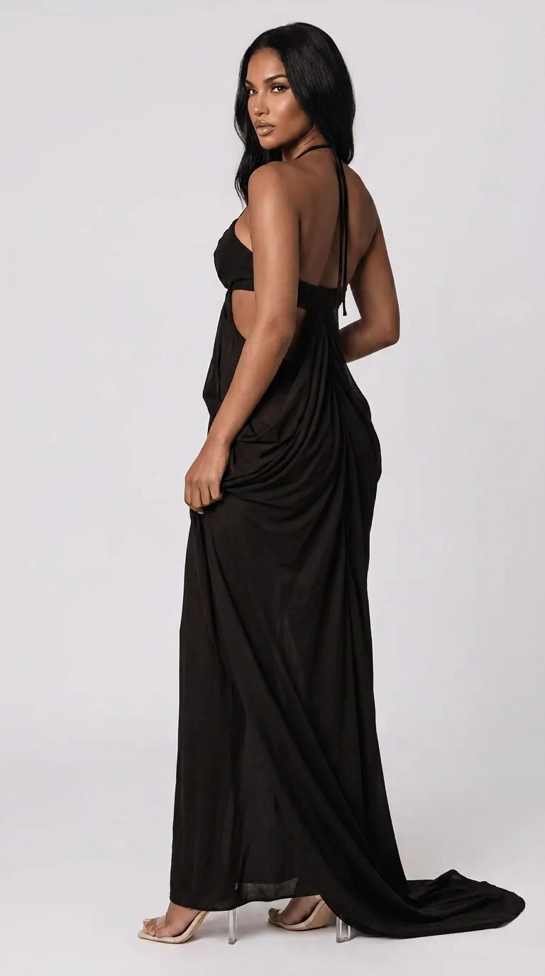 Freya Cut-Out Backless Halter Maxi Dress