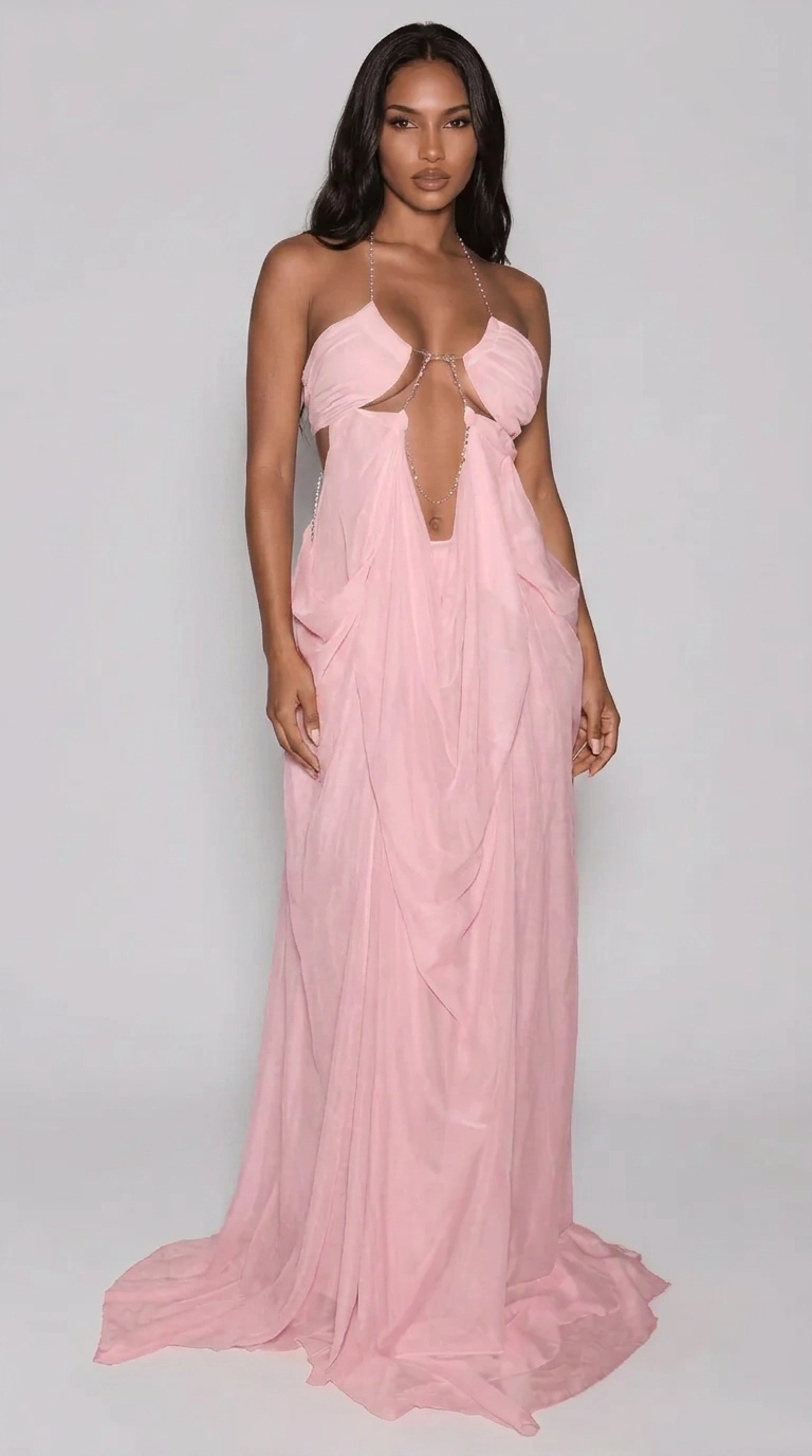 Freya Cut-Out Backless Halter Maxi Dress