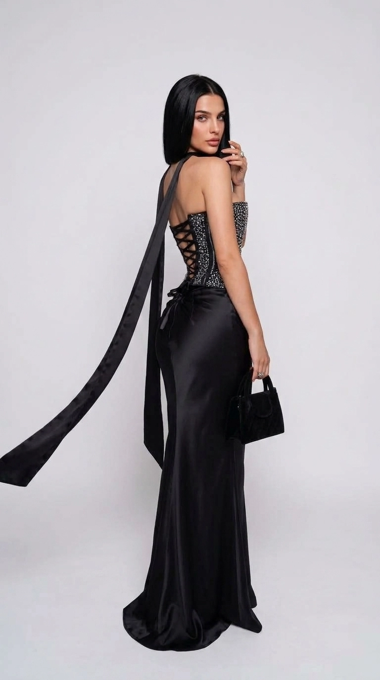 Aria Crystal-Embellished Corset Maxi Dress