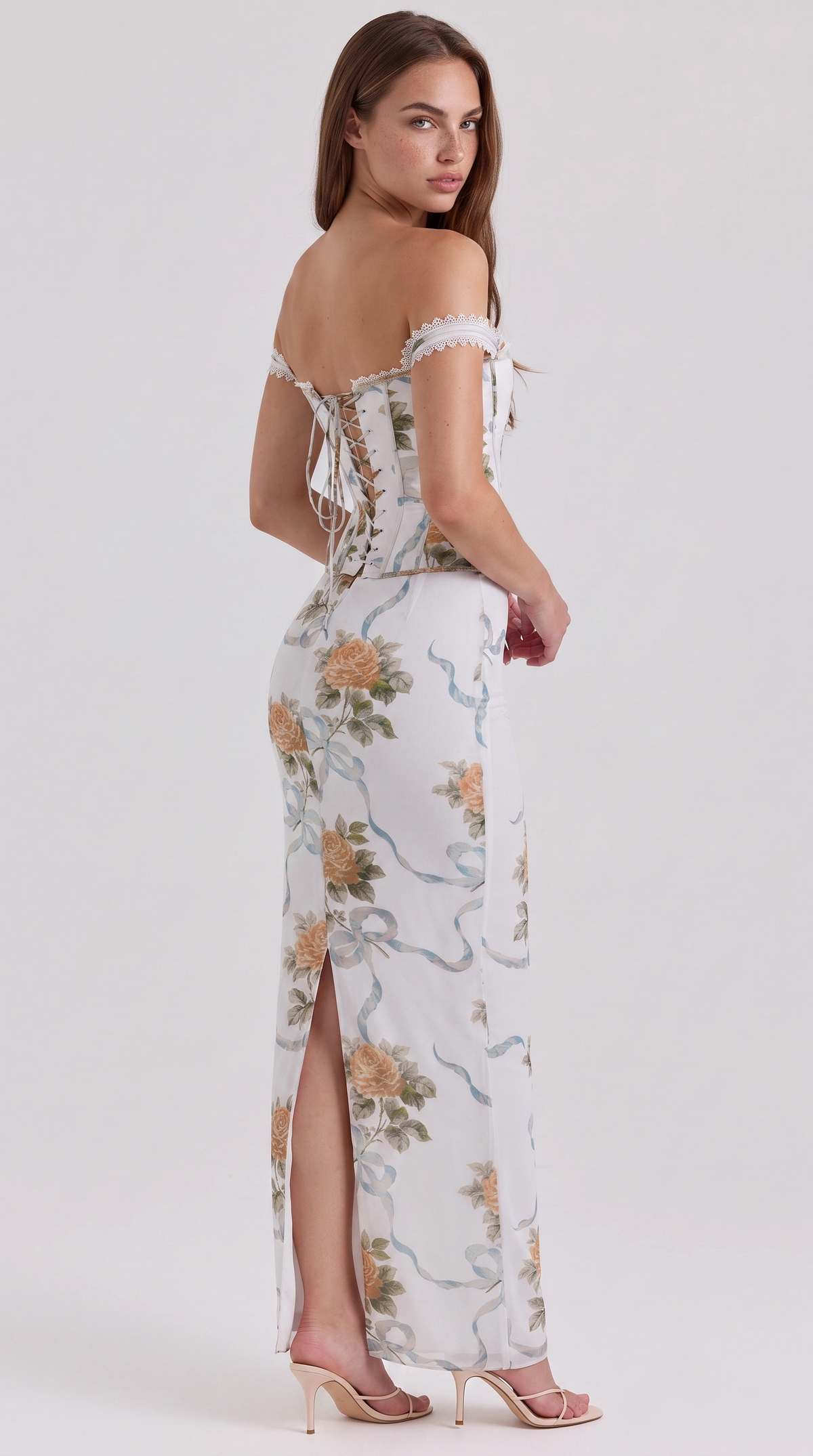 Diora Off-Shoulder Floral Corset Maxi Dress