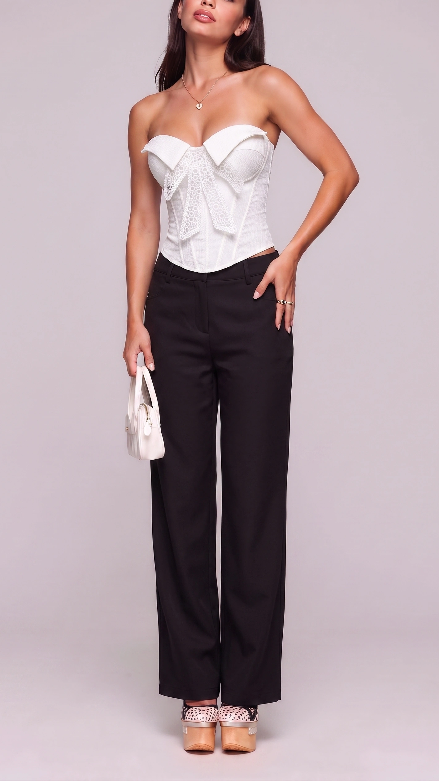Onyx Lace Bow Corset Top