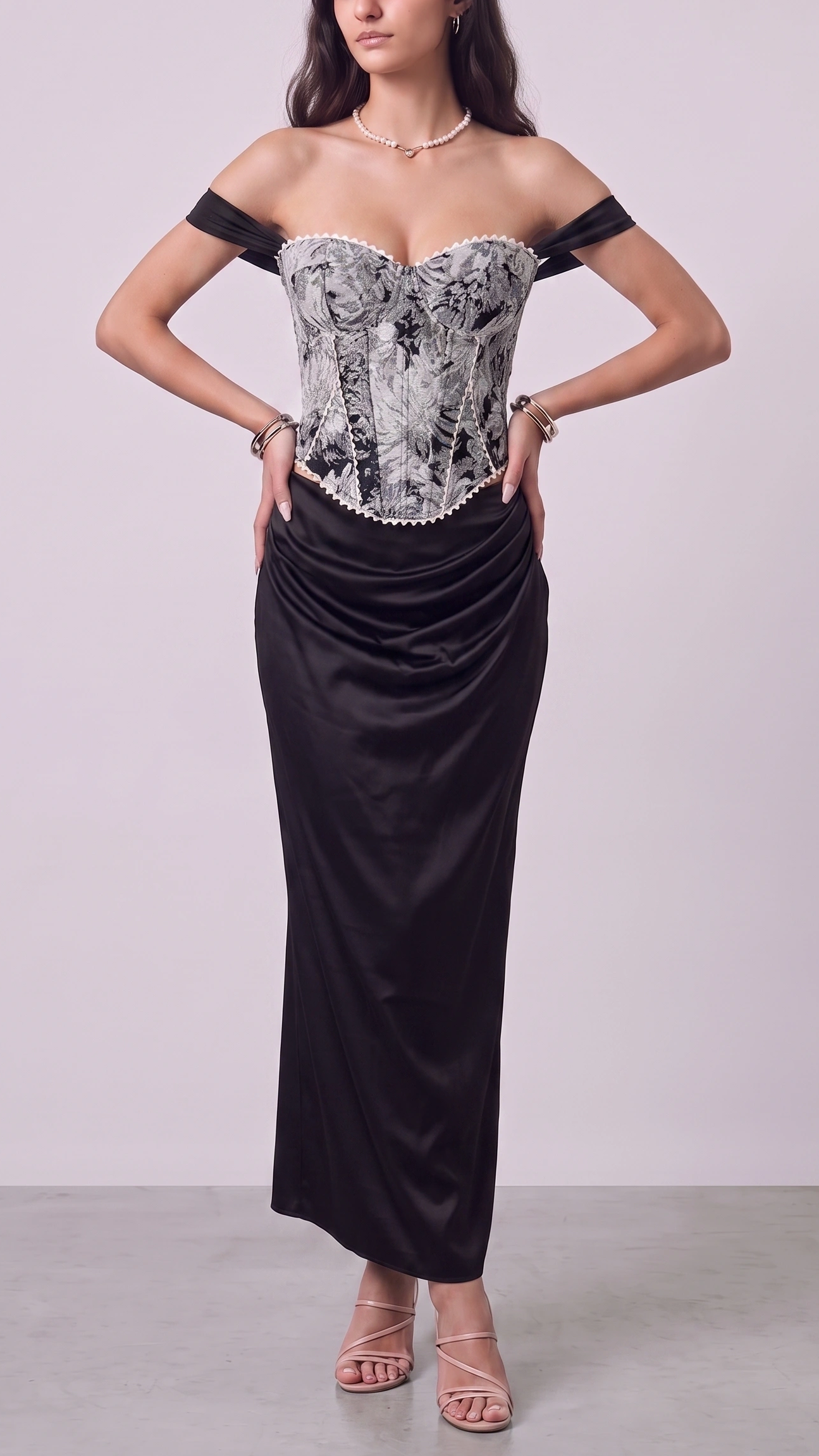 Amour Floral Off-Shoulder Corset Top