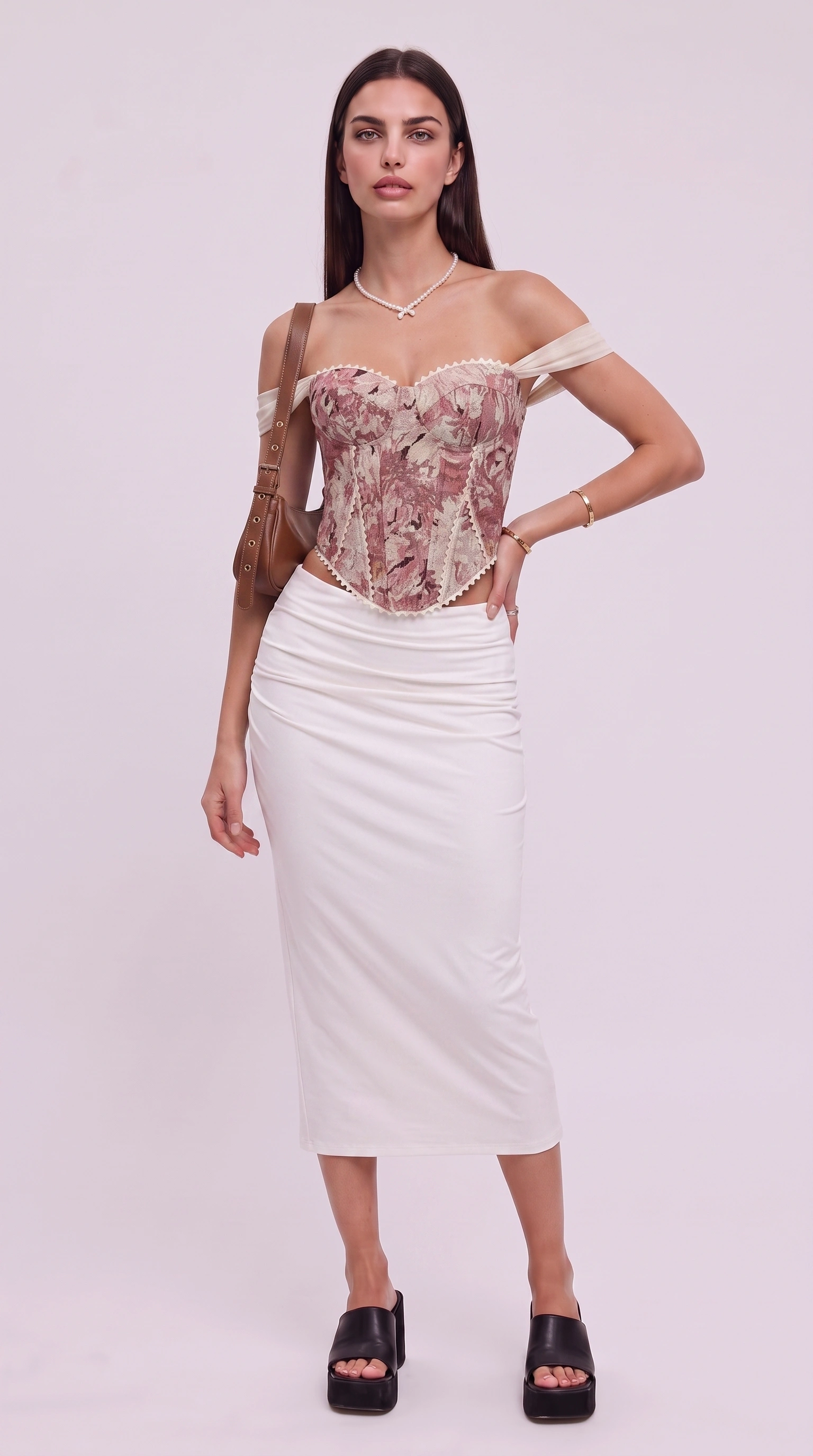 Amour Floral Off-Shoulder Corset Top