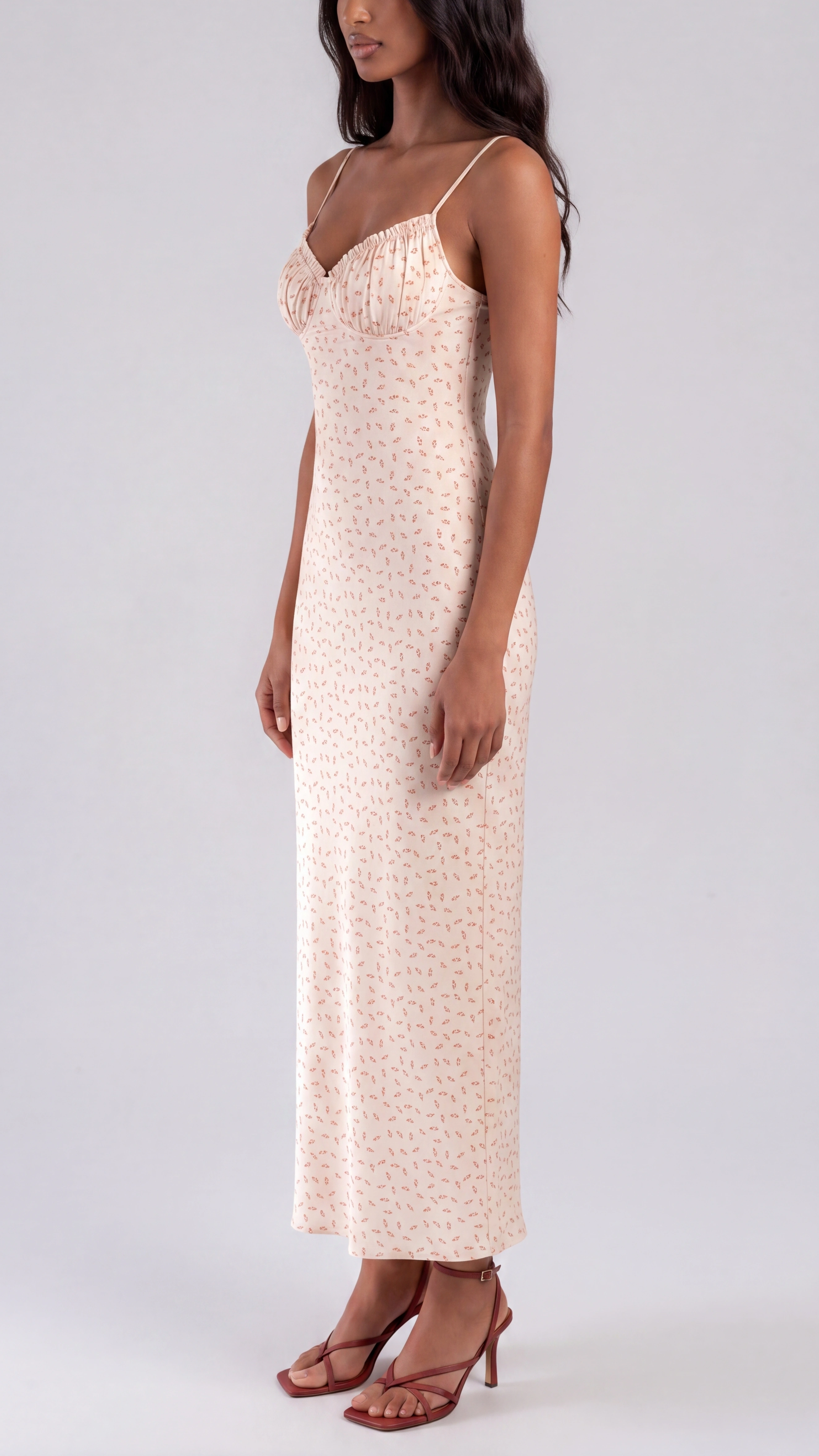 Xylia Floral Ruched Backless Maxi Dress