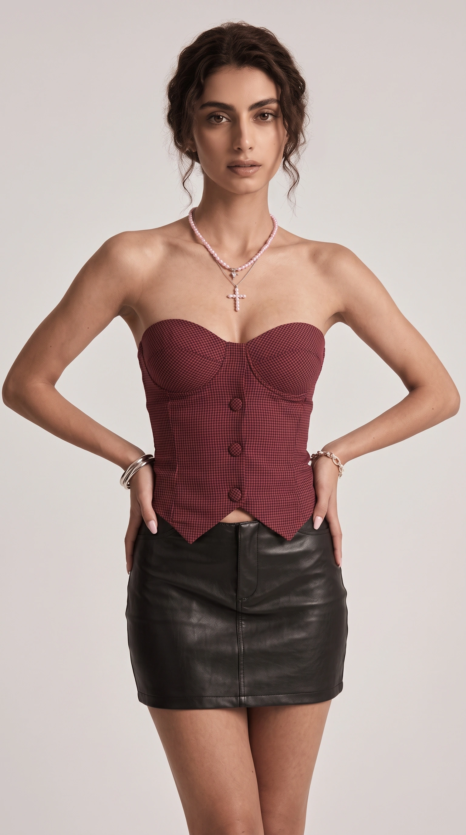 Nectar Houndstooth Corset Top