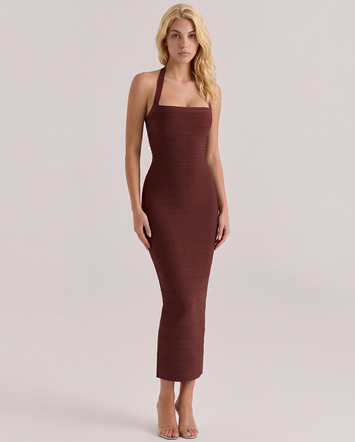 Elara Halter Bandage Maxi Dress