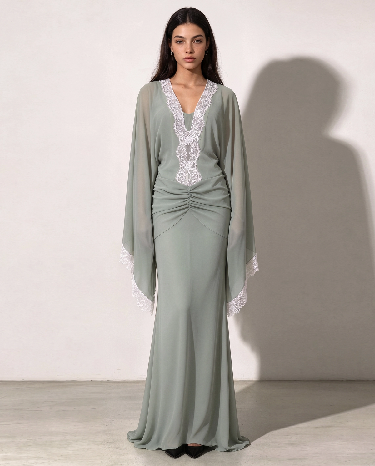 Quiesce Lace-Trim Maxi Dress