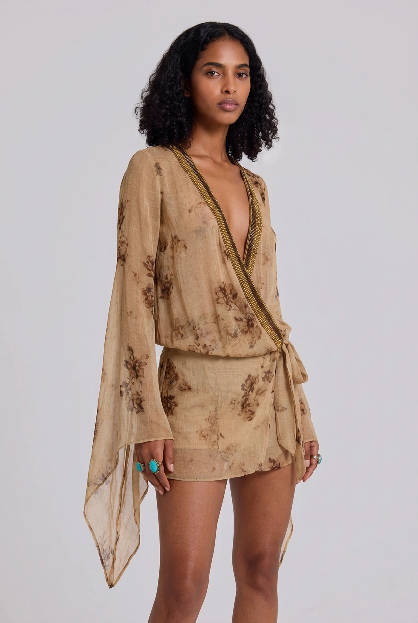 Aelina Printed Sequins Mini Dresses