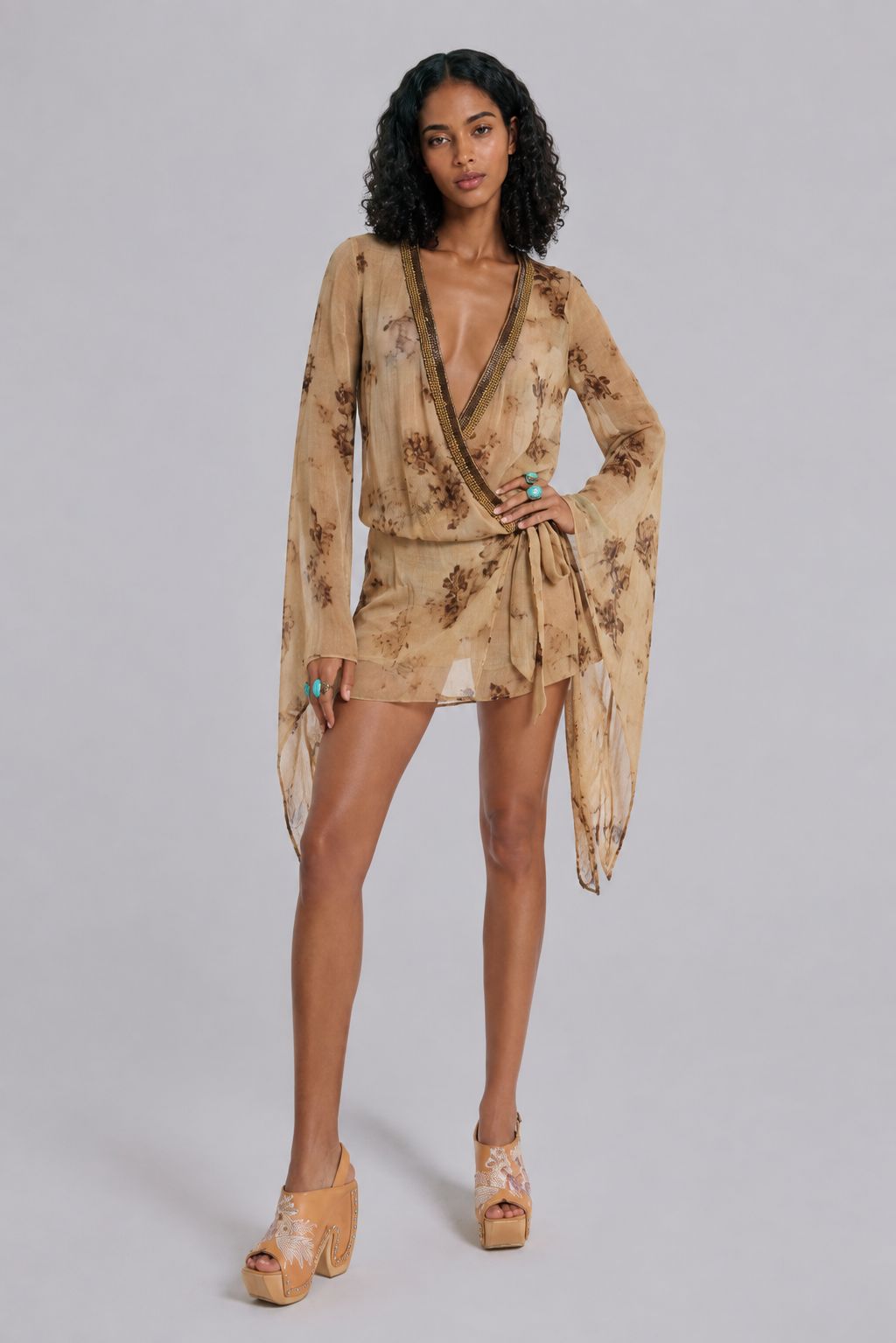 Aelina Printed Sequins Mini Dresses